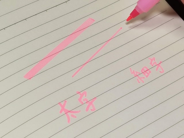 蛍光ペン プロパス ウインドウ（三菱鉛筆）は太字と細字のツインタイプ
