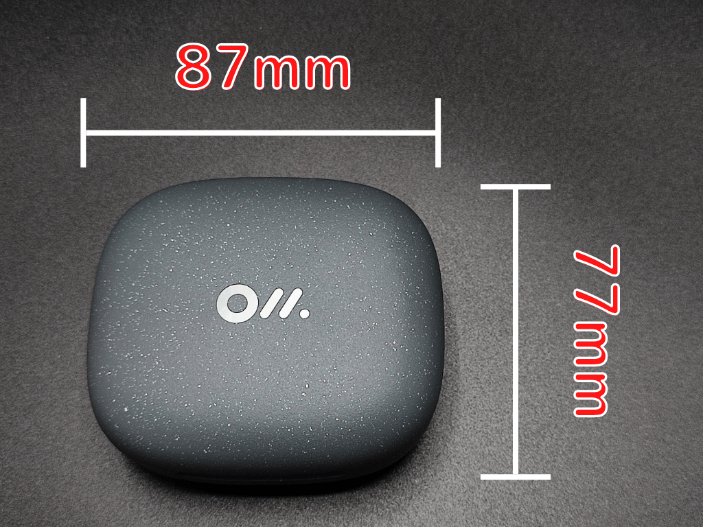 Oladance 別売りの充電ケースのサイズ・重量：幅×奥行き