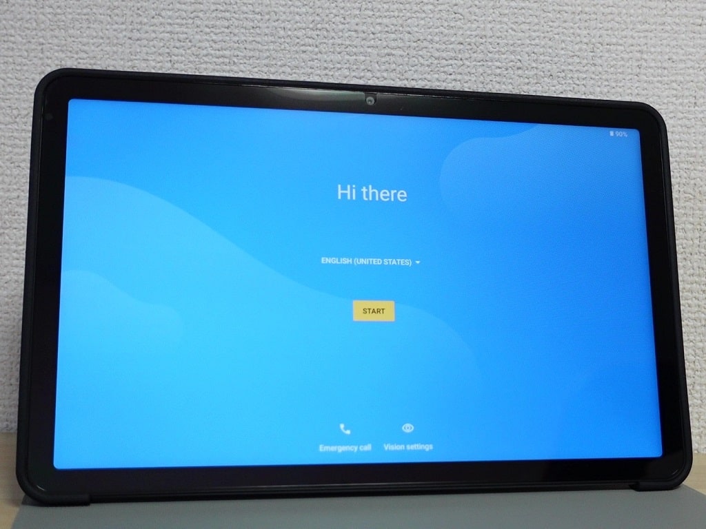 Androidタブレットの初期設定！TECLAST T50を例に解説：「Hi there」と表示