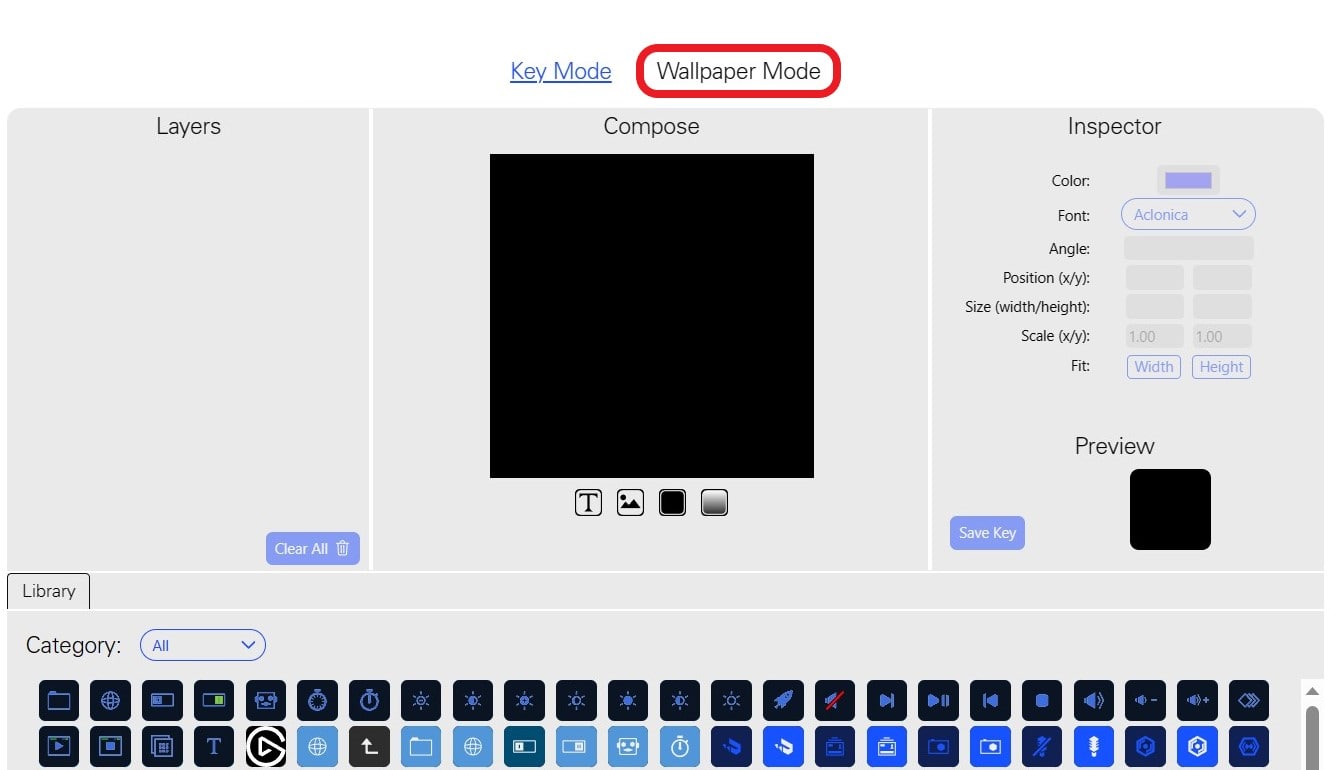 Elgato Stream Deck MK.2：ボタンの設定方法！「Wallpaper Mode」を選択