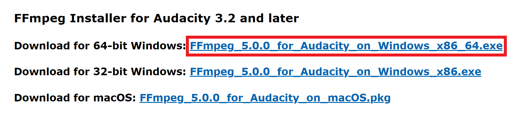 Audacity：FFmpegを導入！ダウンロードする