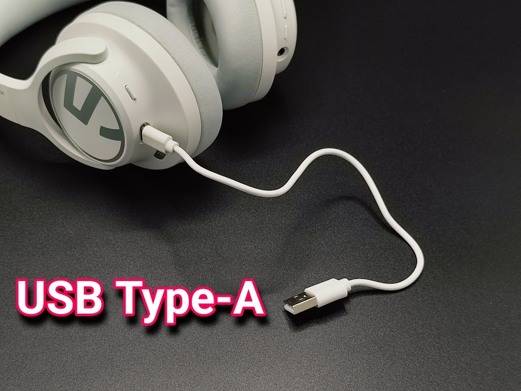 SOUNDPEATS Space ワイヤレスヘッドホン：USB Type-A 接続にて充電！