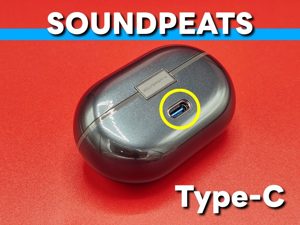 SOUNDPEATS CCイヤーカフイヤホン：背面側に充電用の端子（Type-C）