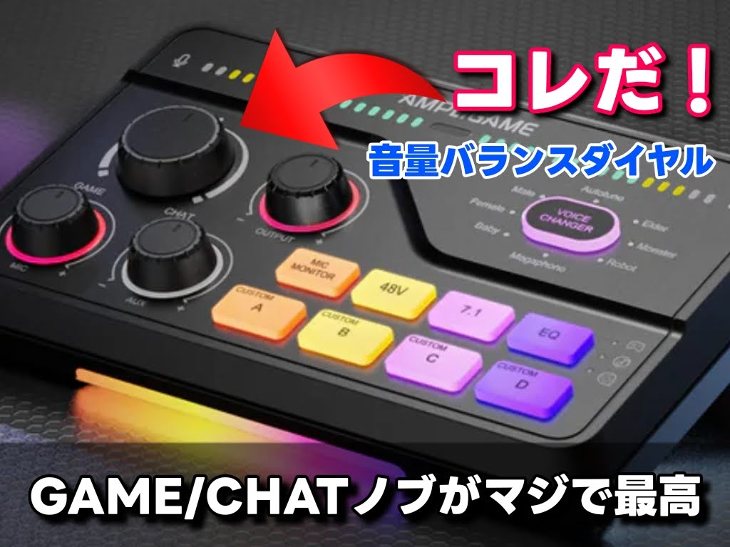 FIFINE AmpliGame SC8 オーディオミキサー：音量バランスダイヤル！
