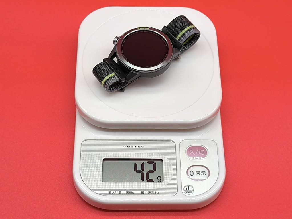 Mibro GS Active 2 スマートウォッチ：本体とナイロンバンド込みの重量は42g