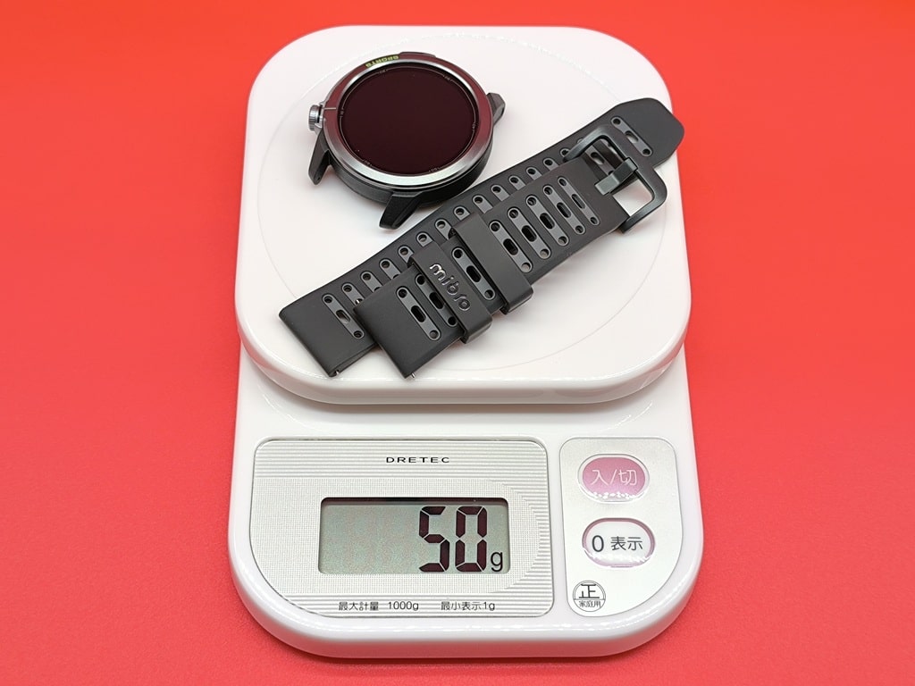 Mibro GS Active 2 スマートウォッチ：本体とシリコンバンド込みの重量は50g