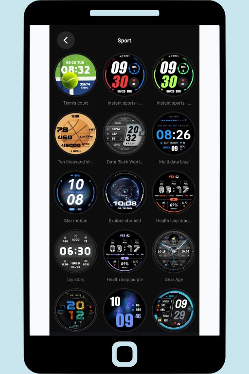 Mibro GS Active 2 スマートウォッチの使用感：「Sport」に分類されたウォッチフェイス