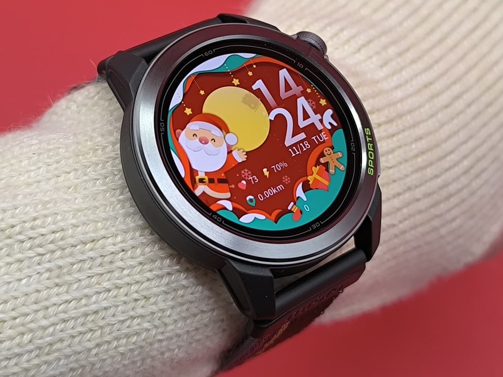 Mibro GS Active 2 スマートウォッチの使用感：サンタさんのウォッチフェイス、実際のウォッチフェイスは動きがある