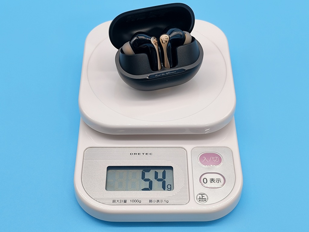 SOUNDPEATS Air5 Pro+ 完全ワイヤレスイヤホン：充電ケース込みの重さは54g