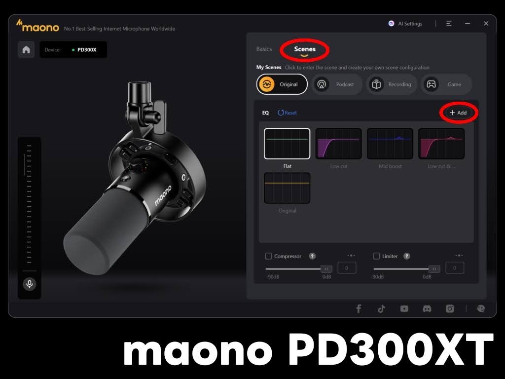 maono PD300XT:専用ソフトMaono Link!音響エンジニア監修のプリセット設定を利用することができる