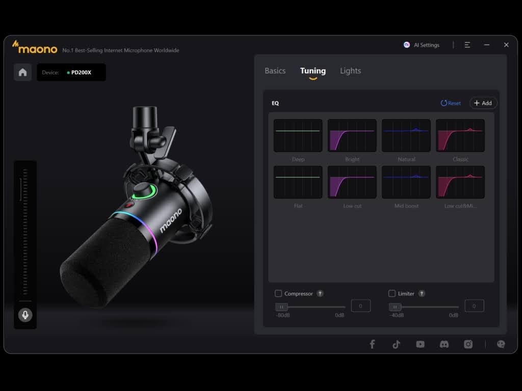 Maono Link「PD200X」の使い方：「Tuning」の設定項目