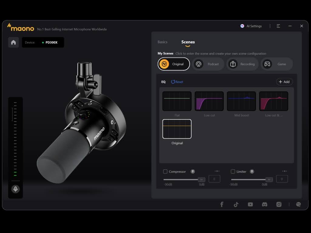 Maono Link「PD300X」の使い方：「Scenes」の設定項目