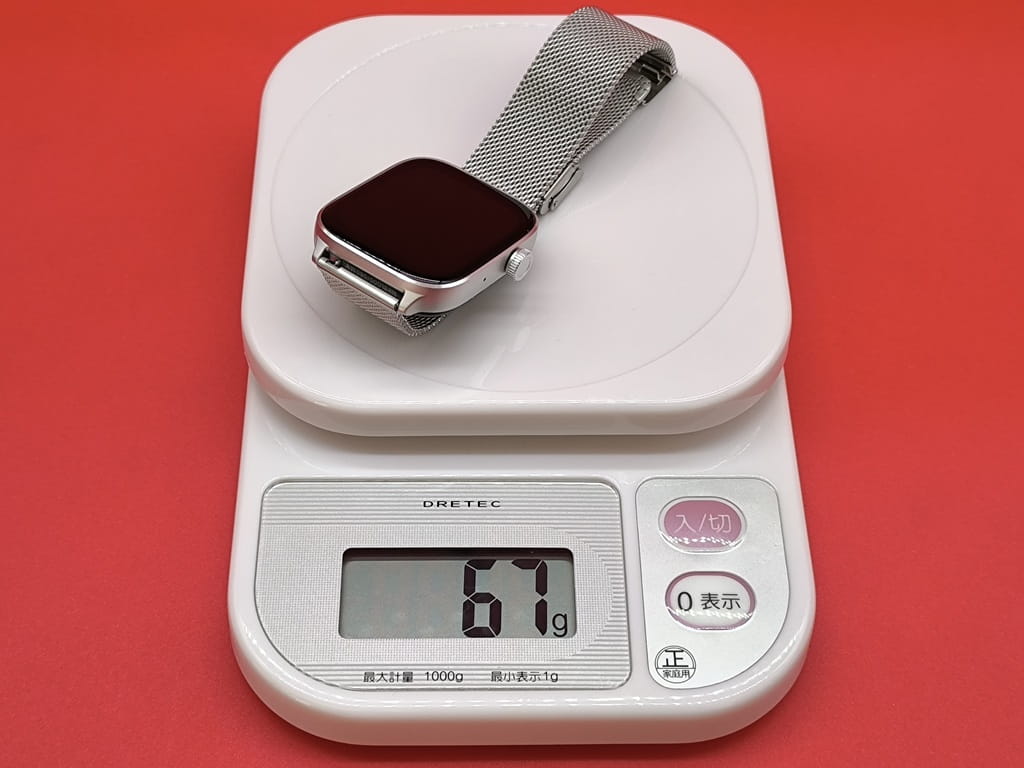 Mibro Watch FIT スマートウォッチの重量はミラネーゼバンド込み：67g