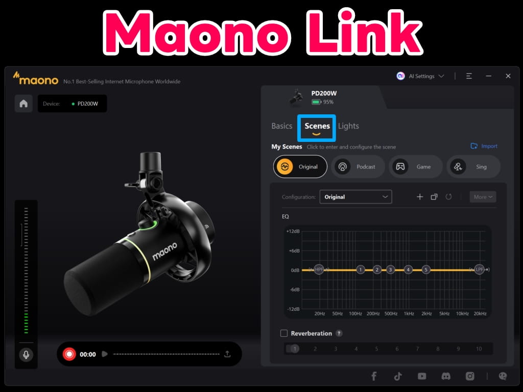 専用ソフト「Maono Link」イコライザーを利用できる