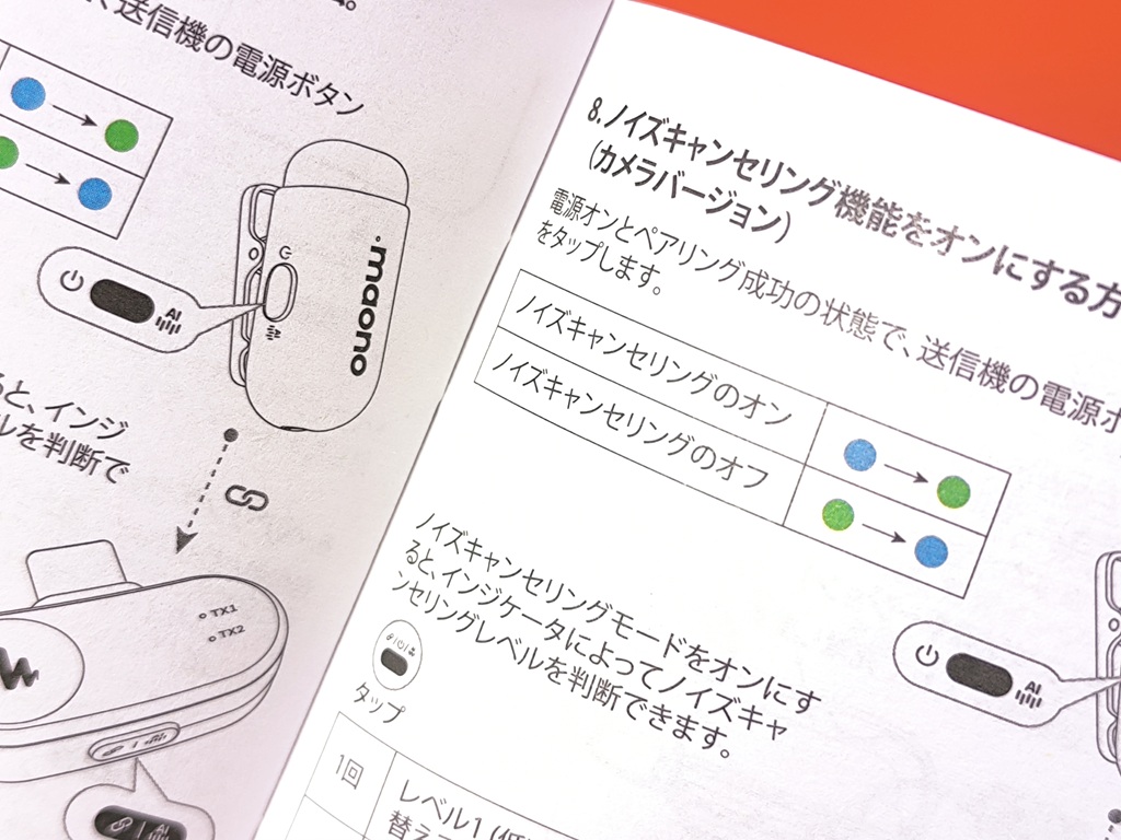 MAONO ワイヤレスマイク【T1 MINI】の取扱説明書は「日本語表記」あり