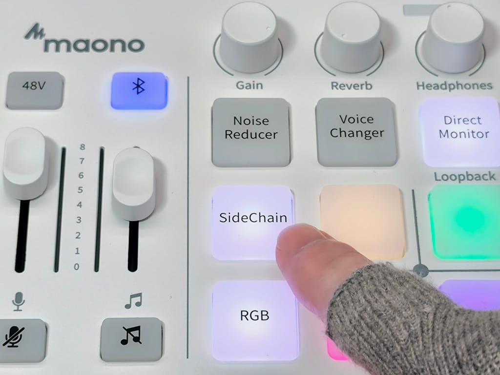 maono G1 NEO ゲーミングオーディオミキサーの機能：「SideChain」