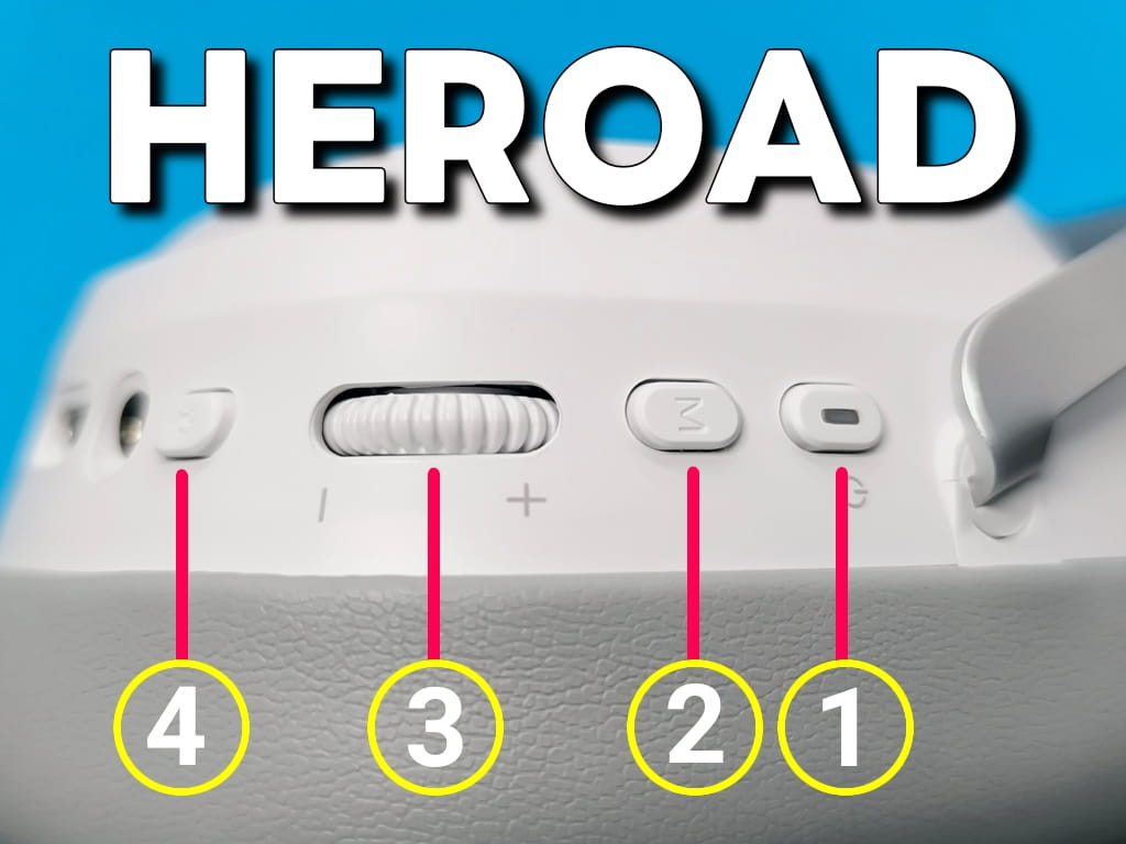 QCY Heroad GT2 ゲーミングヘッドセット!左側のハウジングにあるボタン一覧