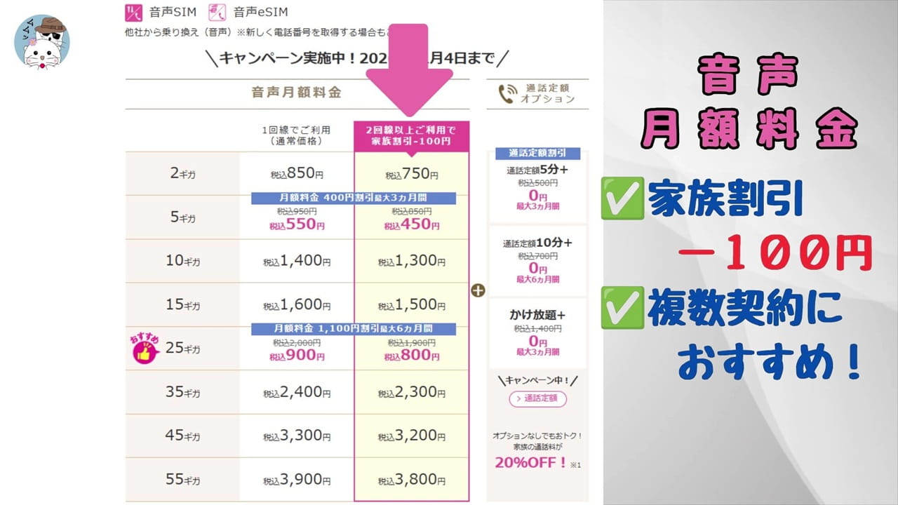 IIJmioの家族割引は会員IDが同じお申込みであれば、2回線以上は割引される