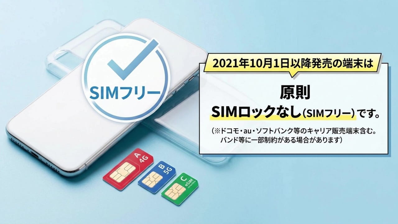 スマホ料金の節約のコツ:2021年10月以降に発売されたスマホは原則「SIMフリー端末」