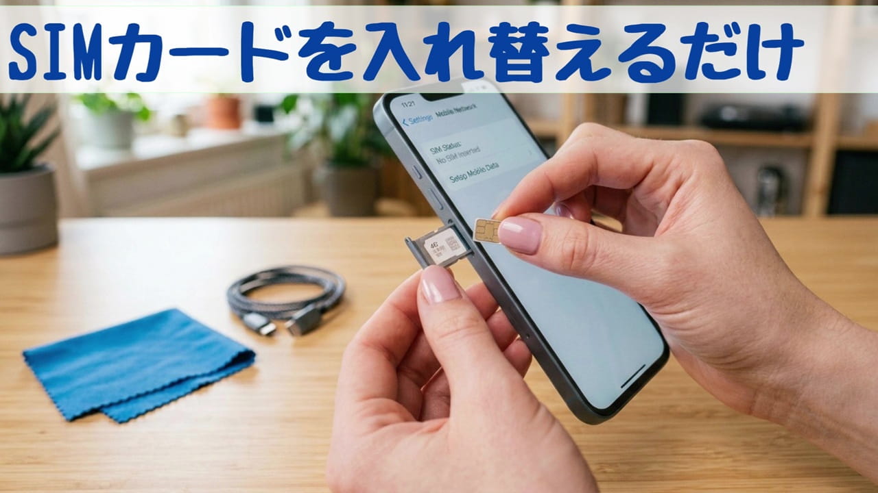 スマホ料金の節約のコツ：今使っているスマホ端末をそのまま使うなら、SIMカードを入れ替えるだけ！